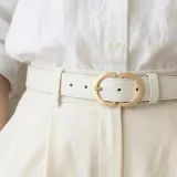 모네 버클 포인트 가죽 벨트(화이트) 정장 슬랙스