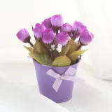 프리티플 미니 장미 조화 화분(퍼플) 조화소품