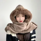 포근하루 일체형 후드 머플러 겨울목도리장갑