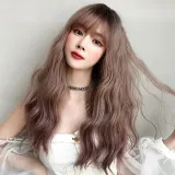 물결펌 긴머리 통가발(애쉬핑크)