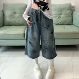 여성 칠부 페인팅 Y2K 팬츠
