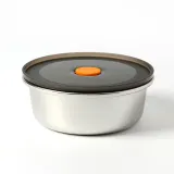 전자레인지 원형 스텐 밀폐용기 450ml 반찬통