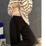 여성 가슴패드내장 노밴딩 긴팔 홈웨어 홈웨어 노브 편안한잠옷 상하세트