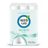 깨끗한나라 에코 베이직 2겹 50m 30롤 롤화장지 두루마리휴지