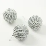 로열실버 글리터 장식볼 3p(8cm) (진주회오리)