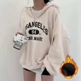 빈티지 여성 레터링 2컬러 기모 후드티