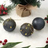 다크블루 글리터 장식볼 3p(8cm) (큐빅드레스)