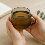[로하티] 메이 내열 유리잔 2p 찻잔 투명블랙 150ml