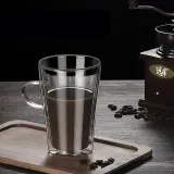 프레즈 손잡이 이중유리컵 내열 커피 맥주잔