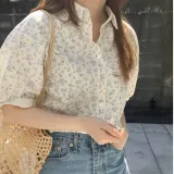 반팔 여름 셔츠 플라워 루즈핏 오피스룩 블라우스