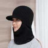 브리드 넥워머 털모자(블랙) / 일체형니트챙모자