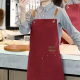 레더원 캔버스 방수 앞치마 레드 공방 카페 앞치마