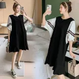 여성 원피스 가오리핏 라운드넥 레이어드 스타일 홈웨어 룩