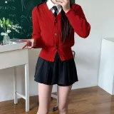 교복 가디건 레드 여자교복 중학교 어린이 공연 무대