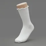 러블리 프릴 골지 양말 화이트 여성 학생 데일리 삭스