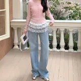 프릴 레이스 랩스커트 미니 치마 레이어드룩