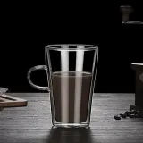 프레즈 손잡이 이중유리컵 내열 커피 맥주잔