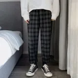 남성 체크 팬츠 밴딩 바지 루즈핏 데일리 팬츠 남자 바지