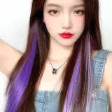 포인트 브릿지 헤어피스 퍼플 부분가발