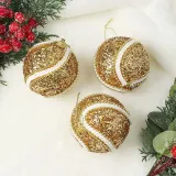 로열골드 글리터 장식볼 3p(8cm) (화이트회오리)