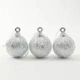 로열실버 레이스 장식볼 3p(8cm) (실키레이스1)