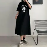 영문 오버핏 밑단 트임 빅 원피스 여자 반팔 여름 데일리