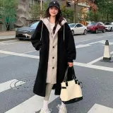 롱 뽀글이 자켓 여성 후드 레이어드 양털 점퍼
