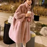 퍼 코트 여성 겨울 롱 재킷 인조 모피 아우터