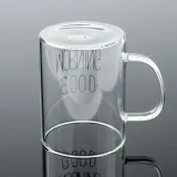 굿모닝 손잡이 유리컵 음료잔 투명유리컵