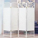 라탄 오픈형 4단 파티션(180cmx200cm) (화이트)