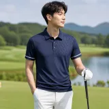 사선 패턴 폴로셔츠 여성 골프웨어 라운딩 반팔 상의