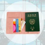 케이스 트레블월렛 파스텔 해외여행 여권 살구색 가죽