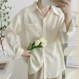 블라우스 시원한 아사면 레이어드 남방 시스루셔츠 남방 루즈핏 여름