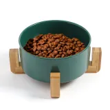반려동물 우드받침 도자기식기(16cm) 반려동물물그릇