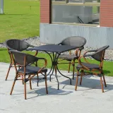 아웃도어 탄소강 정원 티타임 4인용 테이블 의자 세트B-70CM