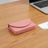 클래식 자석 명함케이스 인조가죽 카드 명함지갑 핑크