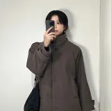 여성 모직 하프 자켓 레글런 카라 반코트 블랙 오버핏 아우터