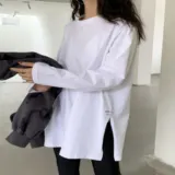 여성 오버핏 맨투맨 루즈핏 트임 긴팔 티셔츠 홈웨어