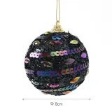 다크블루 글리터 장식볼 3p(8cm) (큐빅&스팽글)