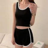 돌핀 핫팬츠 여성 민소매 홈웨어 세트 여름 실내룩
