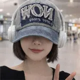 여성 데님 야구 모자 여성 빈티지 스트릿 청볼캡 캐주얼 자수 패션