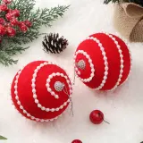 핫레드 패브릭 장식볼 2P(10cm) (진주라인)