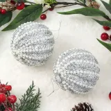 로열실버 글리터 장식볼 2p(10cm) (볼륨진주)