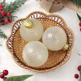 시스루 레이스 장식볼 3p(8cm) (골드네트)