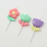 해피니스 꽃모양 생일초 3개입 기념일 케이크초