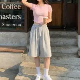 사선 포인트 데일리 버뮤다 팬츠