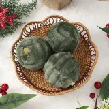 퓨어그린 패브릭 장식볼 3p(8cm) (가로줄폼폼이)