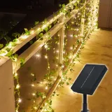 태양광 LED 넝쿨 나뭇잎 전구 200구 20m 울타리 조명