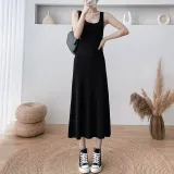 슬림 골지 민소매 롱 원피스 여름 나시원피스 M 블랙