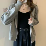 후드집업 캐주얼 와플 얇은 집업 자켓 와플후드집업 세미크롭자켓